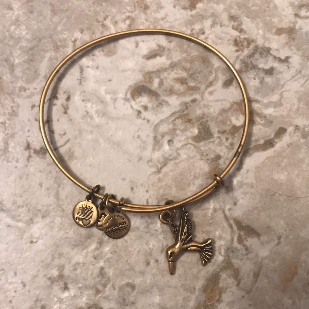 Gold Alex and Ani Hummingbird Bracelet